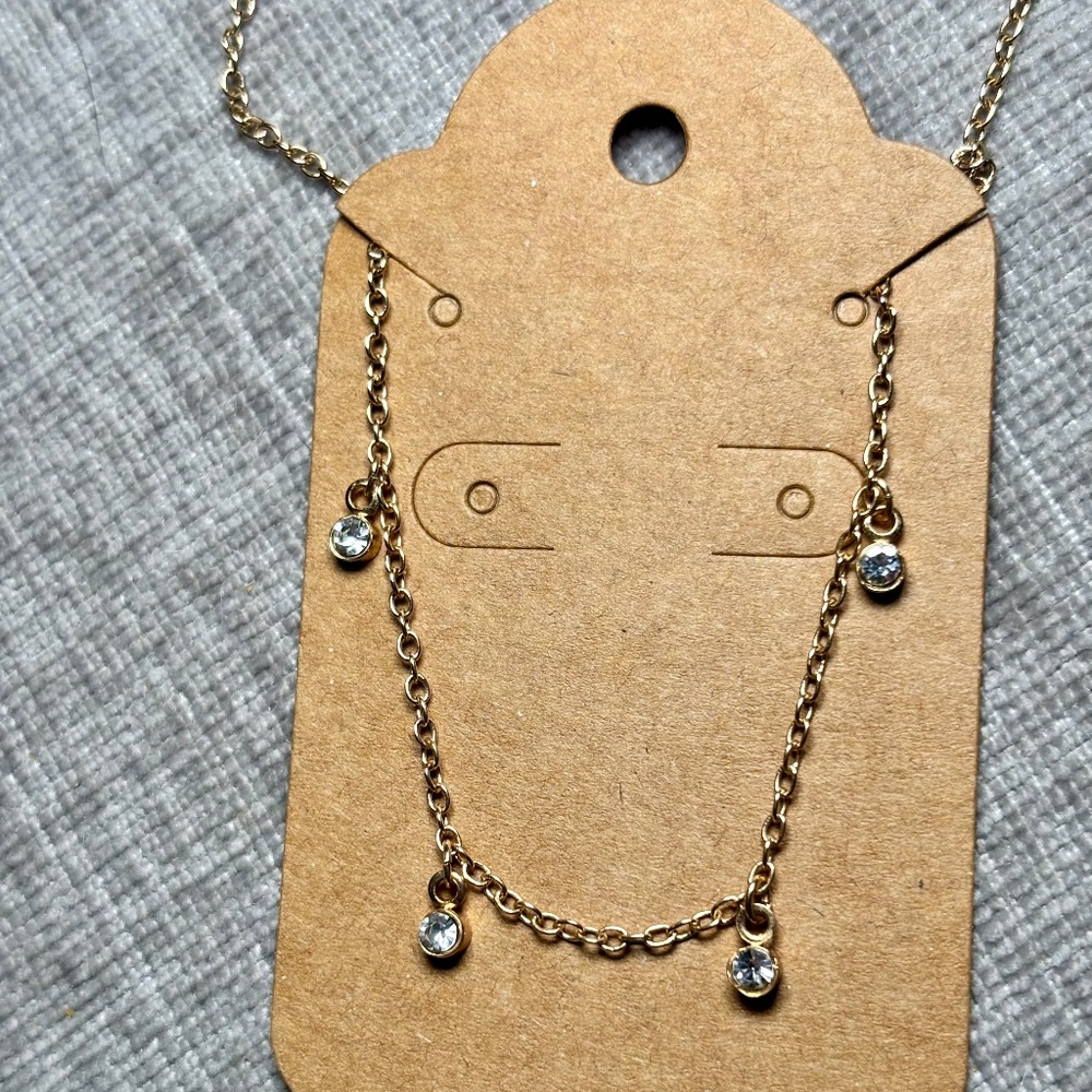 Gold Tone Teardrop Dangle Anklet 9.5 Inches